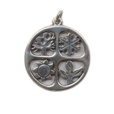 Large Retired James Avery Sterling Silver 4 Seasons Pendant, Charm