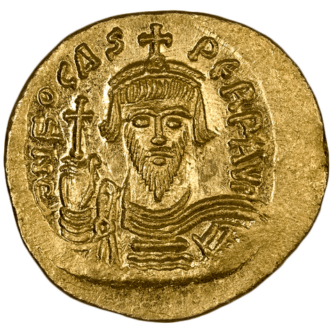 Byzantine Empire, Phocas AV Solidus Constantinople Mint, 602-610 AD, Choice AU (Luster!)