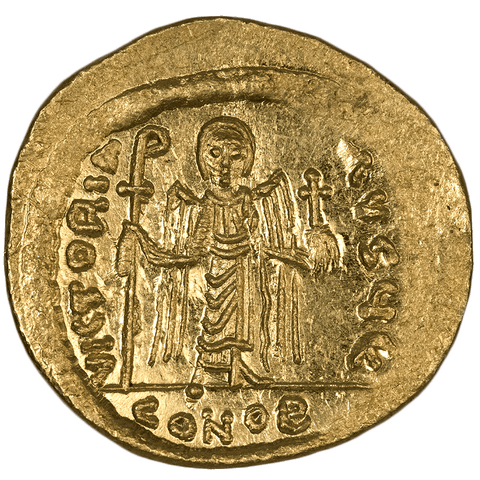Byzantine Empire, Phocas AV Solidus Constantinople Mint, 602-610 AD, Choice AU (Luster!)
