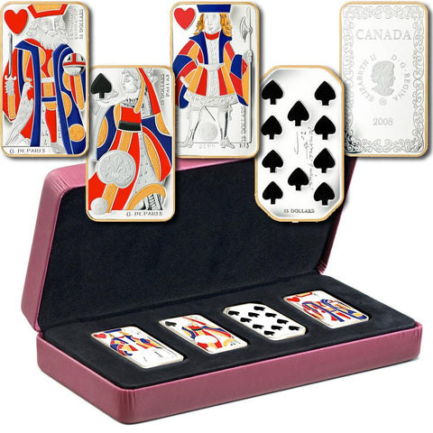 Royal Canadian Mint Sterling Silver Playing Card Money Set in Box w/ COAs