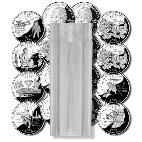 90% Silver Proof Statehood/ATB Quarter 40-Coin Rolls or 8 x 5-Coin Slabs
