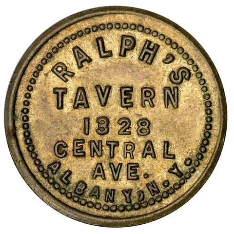 Albany, NY Ralph's Tavern 10¢ - Red & Brown About Uncirculated