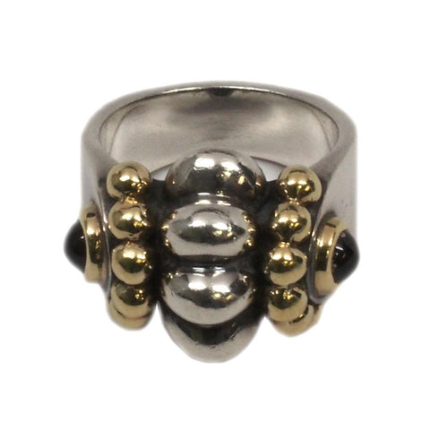 Logos Caviar Sterling 18K Garnet Ring Size 6.5