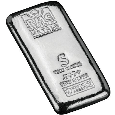 5 oz .999 Silver Bars - RMC & Sunshine - Only $1 Per Ounce Over