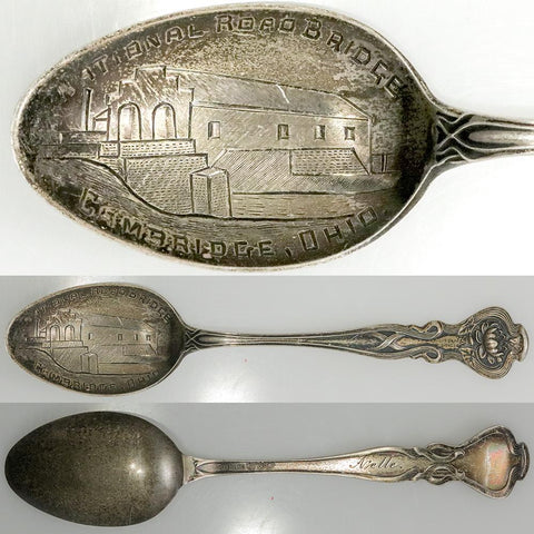 Paye & Baker 1901-1960 Sterling Silver National Road Bridge Cambridge, OH Souvenir Spoon
