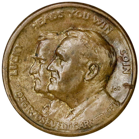 1936 Roosevelt Garner Political Medal - Brown AU Details