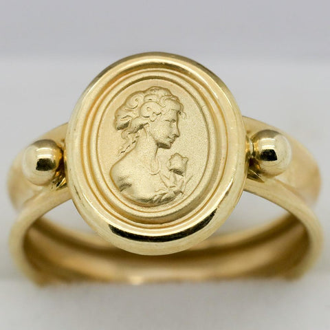 14K Gold Raised Bust with Rose Ring - Size 6