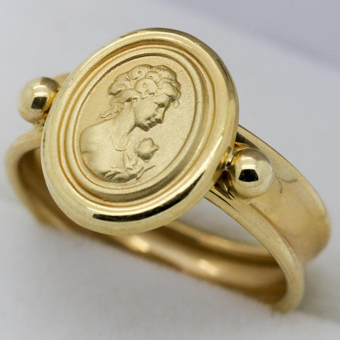 14K Gold Raised Bust with Rose Ring - Size 6