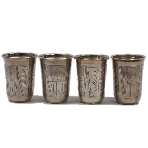 Early 20th Century Russian Silver Vodka Glasses - Set of 4