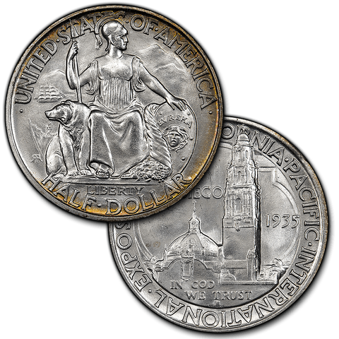 (1935 to 1936) San Diego Silver Commemorative Half Dollar - Brilliant Uncirculated