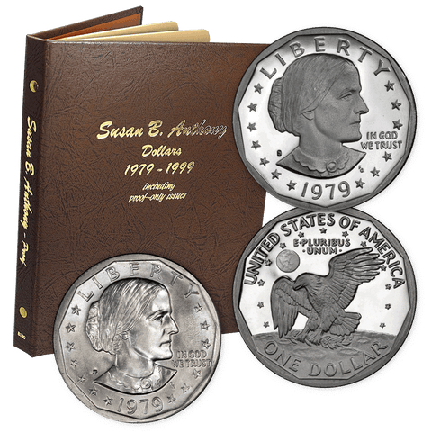 1979 to 1999 P-D-S Susan B. Anthony Dollar Sets in Dansco Album - 15, 16 & 18-Coin Sets
