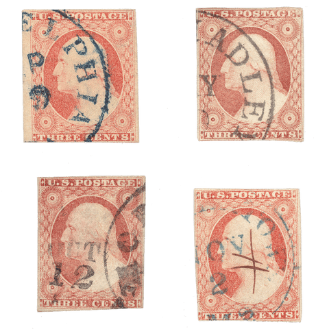 Scott #11 1855 3¢ George Washington - NG Used Cancelled