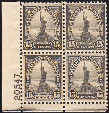 Scott #566 15¢ Statue of Liberty Block of Four - OG N.H. VF