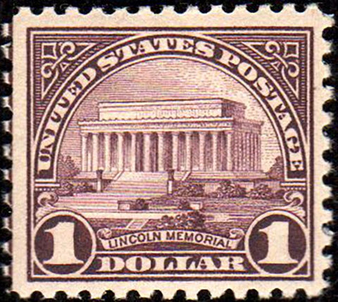 Scott #571 1923 1¢ Lincoln Memorial Violet Brown - Very Fine NH OG