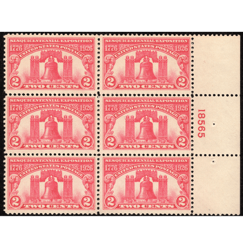 Scott #627 1926 2¢ Sesquicentennial - Plate Block of Four - VF LH OG