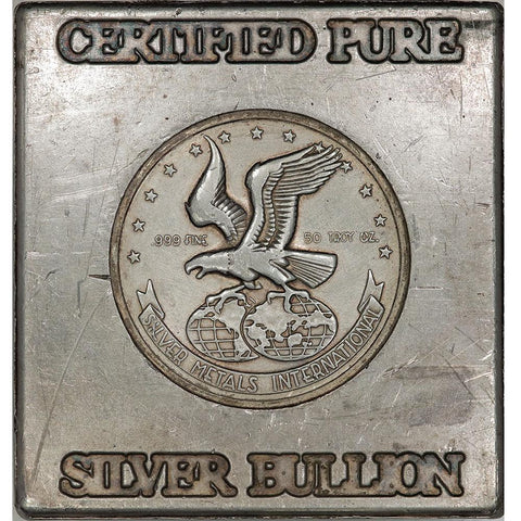Rare Silver Metals International 50 oz Silver Cube Ingot
