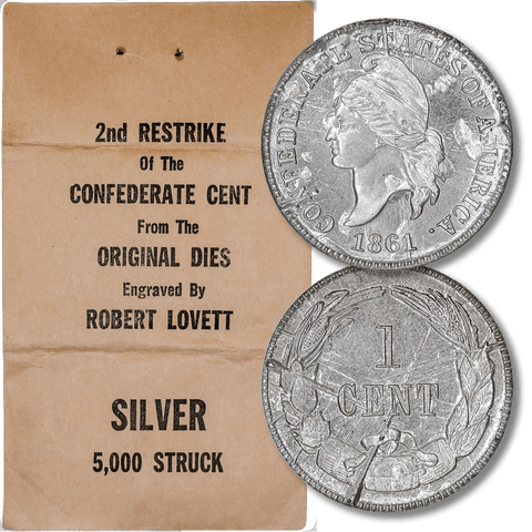 1861 (1961) Confederate Cent, Bashlow Restrike, Silver, Breen-8011 - Gem Uncirculated