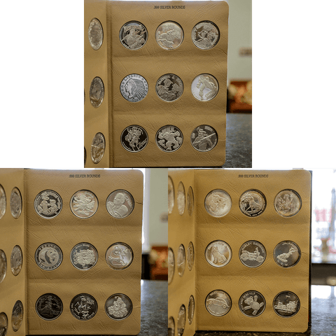 45 All Different 1 oz .999 Silver Rounds in Deluxe Dansco Silver Round Book