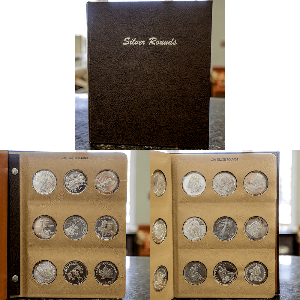 Silver Rounds Collection Book 40 Mostly Different 1 oz .999 Silver Rounds in Deluxe Dansco Silver Ro