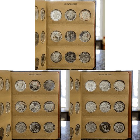 40 Mostly Different 1 oz .999 Silver Rounds in Deluxe Dansco Silver Round Book