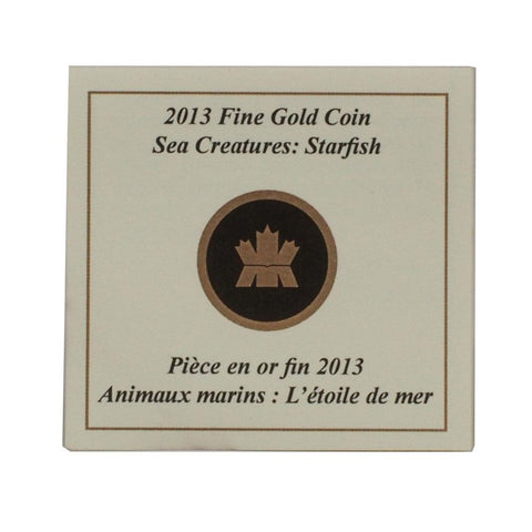 2013 Sea Creatures: Starfish Fine 1/25oz Gold Coin