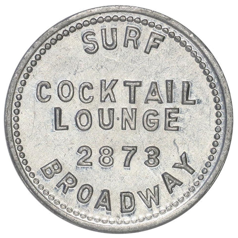 Early 1950s Chicago, IL Surf Cocktail Lounge 5¢ Trade Token - Premium Quality BU