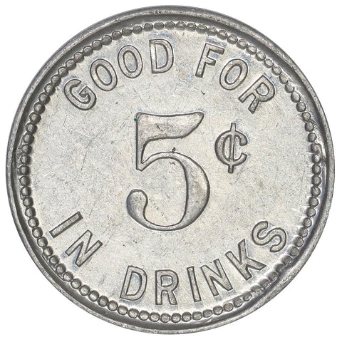 Early 1950s Chicago, IL Surf Cocktail Lounge 5¢ Trade Token - Premium Quality BU