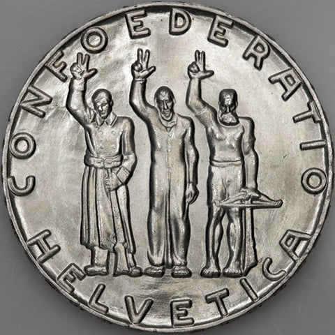 1941-B 650th Swiss Anniversary of Confederation Silver Commemorative 5 Francs ~ Gem BU