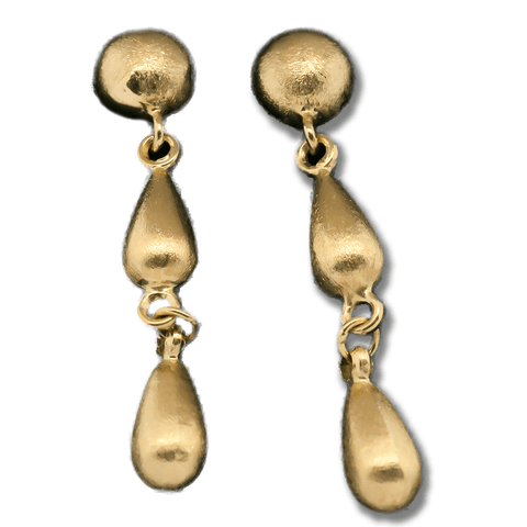 14K Yellow Gold Delicate Teardrop Dangle Earrings