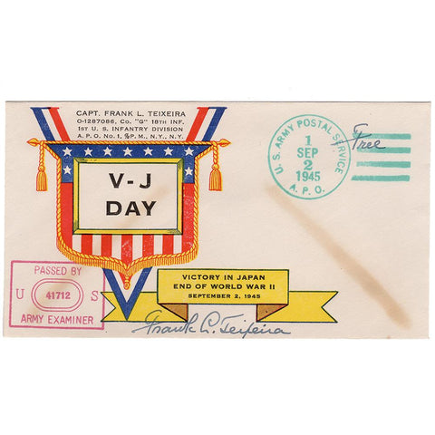 Sept. 2, 1945 - Teixeira V-J Day Patriotic Cover (Signed) - Free Postage