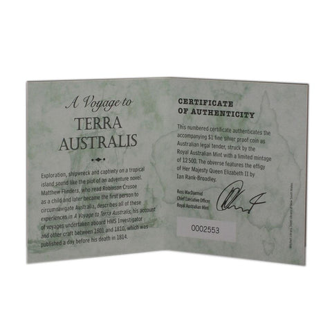 2014 Australian Silver Proof Dollar "A Voyage to Terra Australis" - Gem Proof in OGP