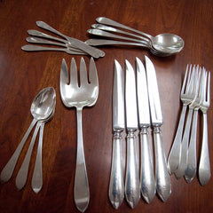 Faneuil five-piece flatware set in sterling silver.