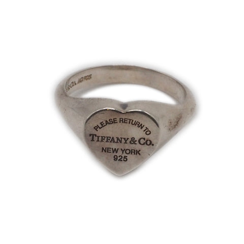 "Please Return to Tiffany & Co" Sterling Silver Signet Heart Ring