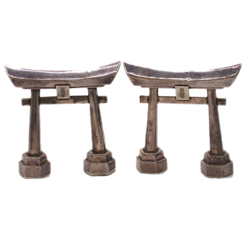 Sterling Silver Mid-Century Japanese Torii Gate Salt and Pepper Shakers