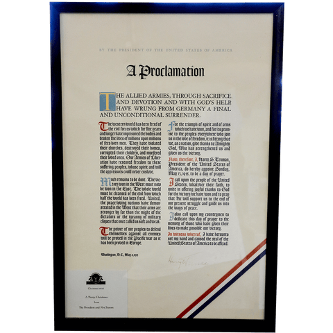 World War II Victory Proclamation Broadside Signed By President Harry S. Truman
