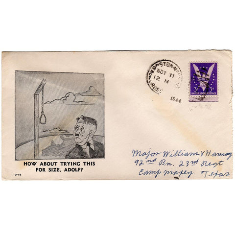 Nov 11, 1944 - Try This For Size Hitler Patriotic Cover Boston Cancel