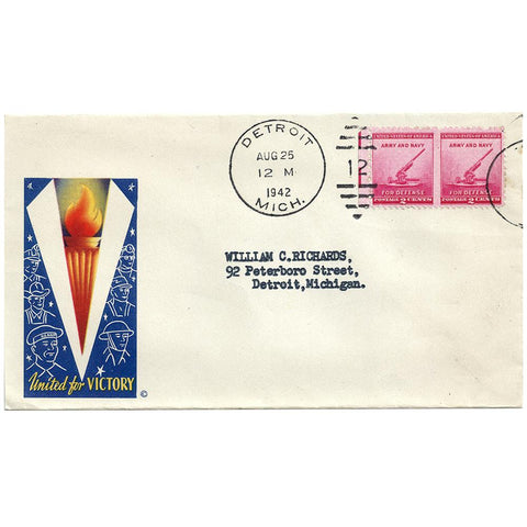 Aug 25, 1942 United For Victory Patriotic Cover