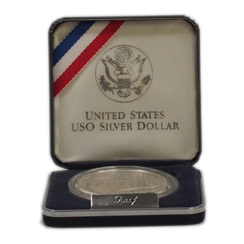 1991 USO Commemorative Silver Proof Dollar - Gem Proof in OGP w/ COA