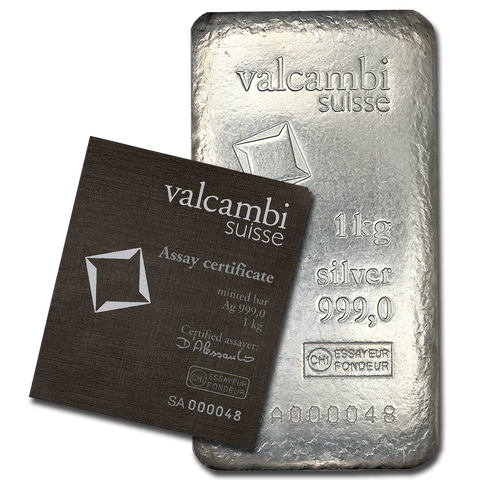 Valcambi 1 Kilo (32.15) Struck Silver Bar w/ Card
