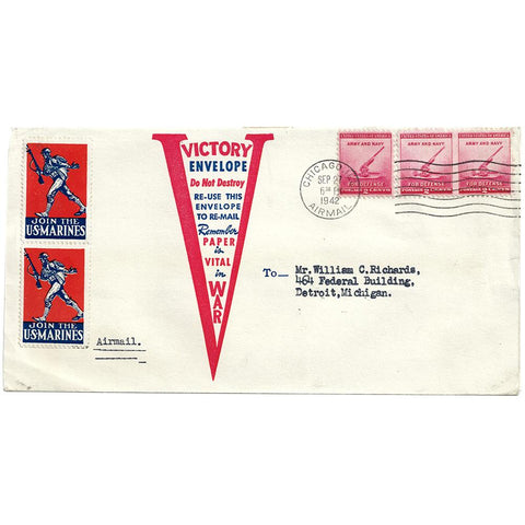 Sept 27, 1942 Victory Return-A-Lope Patriotic Cover