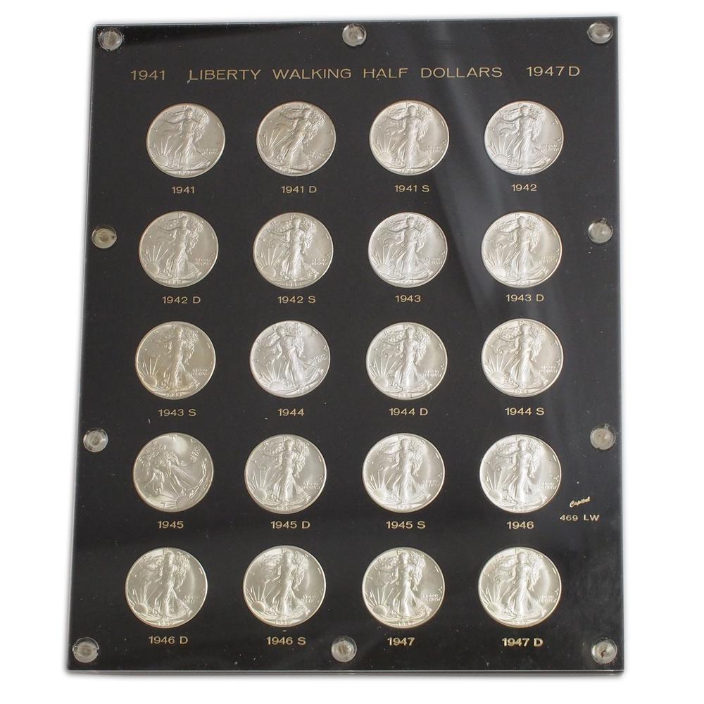 1941-1947 PDS Walking Liberty Half Dollar Set in Capital Plastic