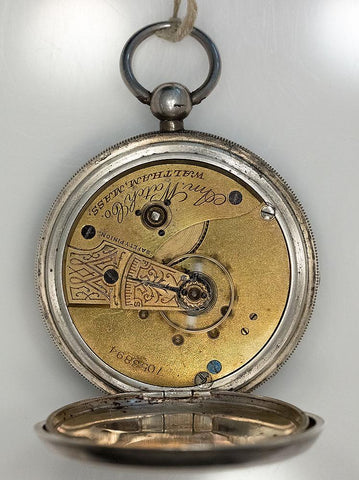 1897 Waltham Sterling Silver Pocket Watch - 7 Jewel, Model 1883, Grade Am.W.Co., Size 18s