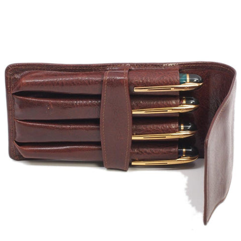 Set of 4 Waterman Phileas Fountain Pens in Leather Holder