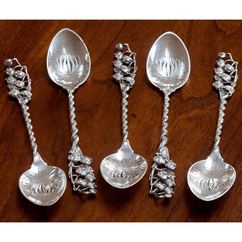 Whiting #39 Set of 5 Sterling Demitasse Spoons - 4 1/8"