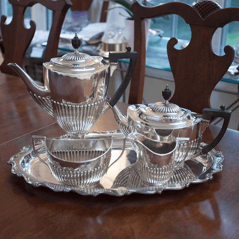 1912 William Hutton & Sons Sterling Silver 4-Piece Tea & Coffee Set