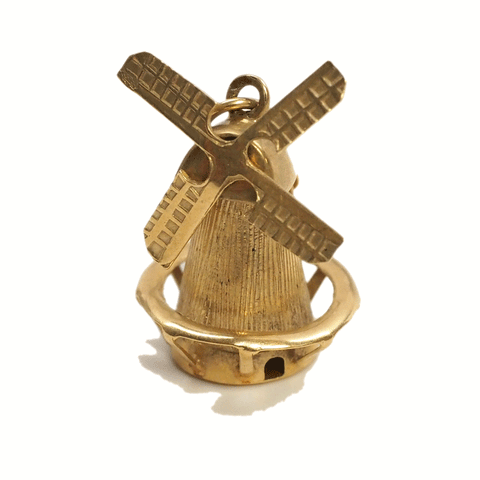 Vintage Reticulated 14k Gold Windmill Charm