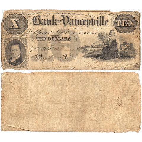 1856 $10 Bank of Yanceyville, North Carolina - Very Good