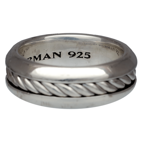 Gentleman's Sterling Silver David Yurman Classic Cable Band Ring, Size 9